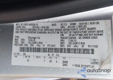 2014 Ford Fiesta Se z USA, uszkodzony, nr VIN 3FADP4BJ0EM130946